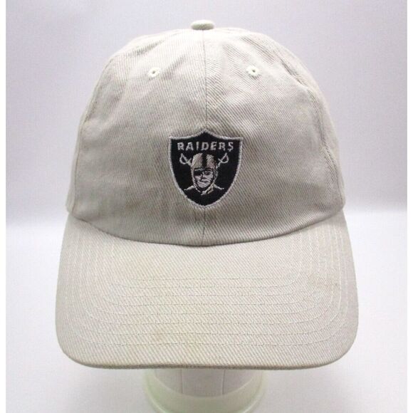 RAIDERS NFL Khaki Tan Low Profile Embroidered 1964-Present Logo Strapback Hat - Picture 1 of 5